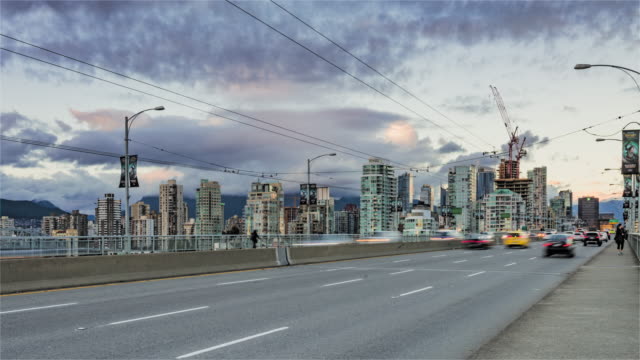 Vancouver,-Canadá,-Timelapse---la-ciudad-al-atardecer