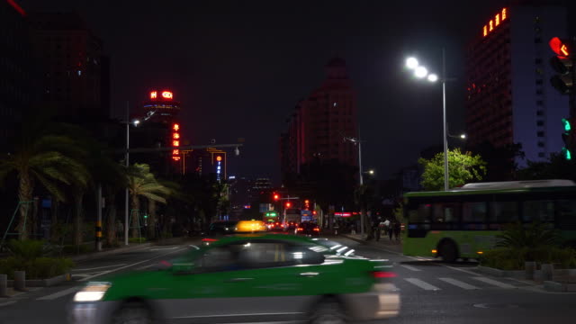 night-illuminated-zhuhai-city-traffic-street-panorama-4k-china
