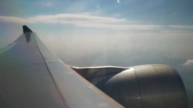 Tageslicht-fliegen-Flugzeug-Motor-Passagier-Fenster-Ansicht-Panorama-4k-china