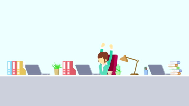 Business-man-is-working.-To-stretch.-Business-emotion-concept.-Loop-illustration-in-flat-style.