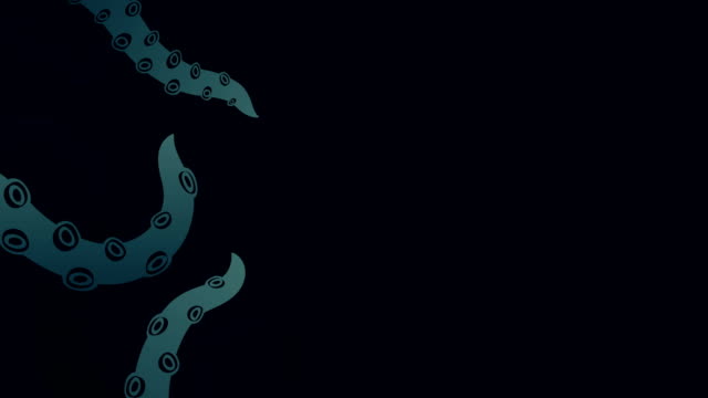 Halloween-background-template,-kraken-monster-tentacles-concept-design-illustration-on-black-background-seamless-looping-animation-4K,-with-copy-space