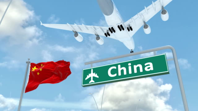 China,-Ansatz,-das-Flugzeug-zu-landen