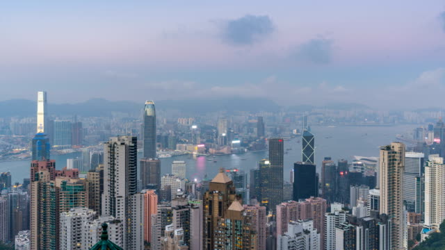 Zeitraffer-von-Hong-Kong-Stadtbild-vom-Victoria-Peak.