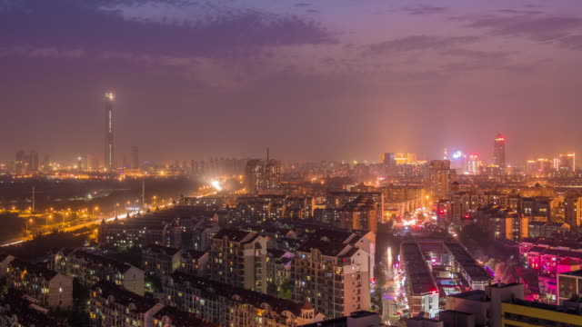 Tag-bis-Nacht-Zeitraffer-China-Stadt