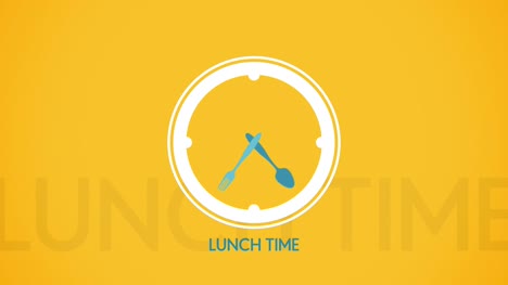 Almuerzo-de-tiempo-reloj-símbolo-de-animación-con-pantalla-plana