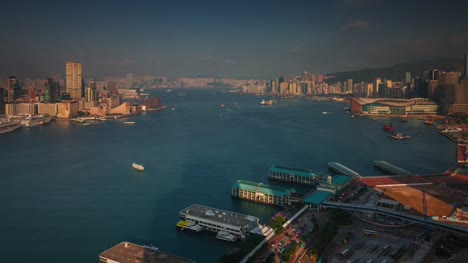 Tag-Licht-City-bay-4-k-Zeitraffer-von-Hong-Kong-Dach