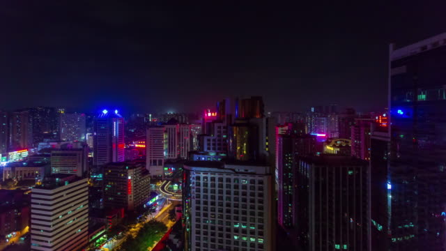 China-Nacht-Licht-Shenzhen-Stadt-bis-nach-Panorama-4k-Zeitraffer