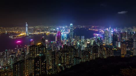China-Nacht-Licht-Hong-Kong-Golf-Stadtpanorama-4k-Zeitraffer