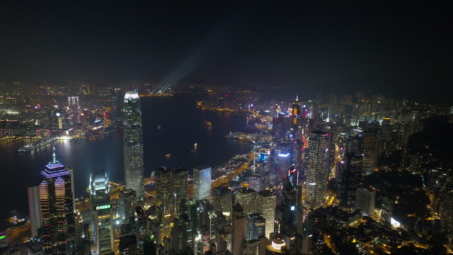 China-noche-luz-famoso-hong-kong-ciudad-Bahía-aérea-panorama-4k