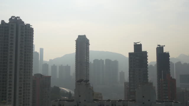 Hong-Kong-Stadt-berühmten-Sonnenuntergang-helle-Bucht-auf-dem-Dach-Panorama-4k-china