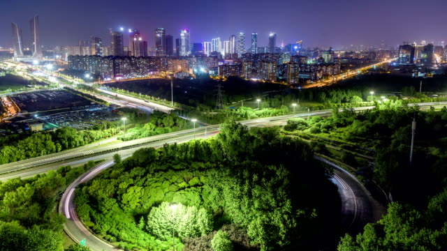 Time-Lapse-of-NanJing-HeXi-new-town-at-night