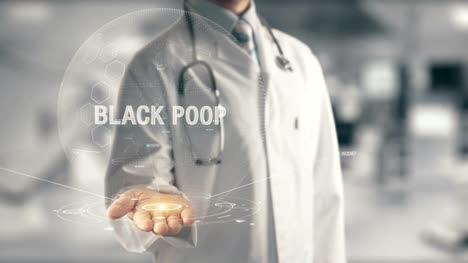 Doctor-holding-in-hand-Black-Poop