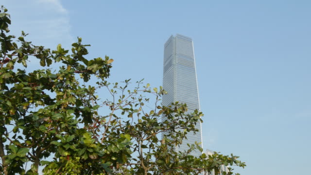 Tag-Zeit-Hong-Kong-Stadt-berühmten-icc-Gebäude-Ansicht-walking-Panorama-4k-China