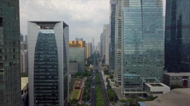 China-Tag-Zeit-Guangzhou-Stadt-Innenstadt-von-berühmten-Gebäuden-aerial-Panorama-4k