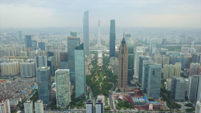 Tag-Zeit-Sturm-Himmel-Guangzhou-Stadt-Innenstadt-aerial-Panorama-4k-china