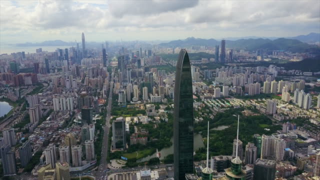 China-Tag-Zeit-Shenzhen-Stadtbild-aerial-Panorama-4k