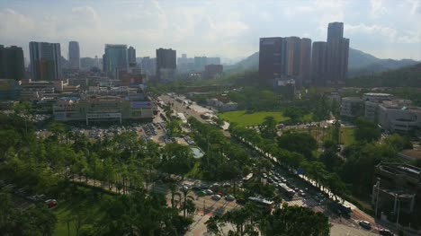 día-tiempo-zhuhai-famoso-jingshan-park-paisaje-urbano-hotel-panorama-aéreo-4k-en-china