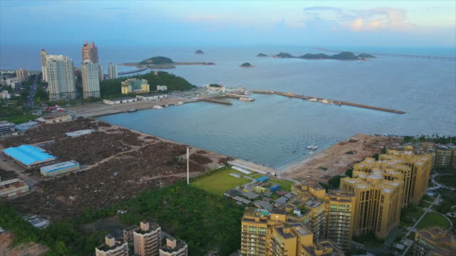 day-time-zhuhai-city-construction-industrial-bay-aerial-panorama-4k-china