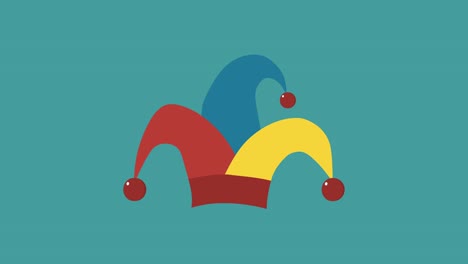 Clown-jester-hat-flat-design-animation-icon