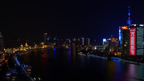 Nacht-erleuchtet-Stadtbild-Innenstadt-Fluss-auf-dem-Dach-Panorama-4k-China-shanghai