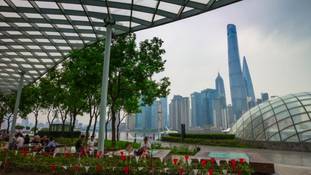 Shanghai-Bay-Park-Stadtbild-Panorama-4k-Zeit-verfallen-China