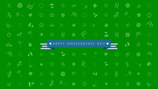 Israel-Independence-Day-holiday-flat-design-animation-background-with-traditional-outline-icon-symbols-and-english-text