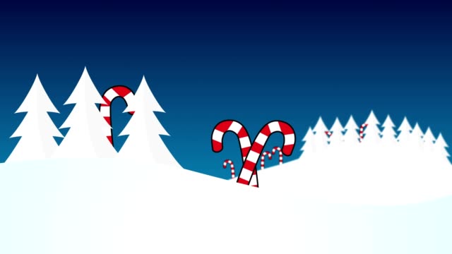 Nieve-de-la-Navidad-con-árboles-y-cañas-dulces-para-texto-gráficos-y-logotipos