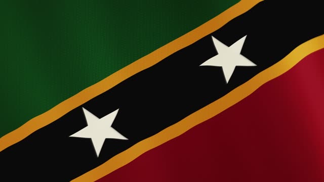 Saint-Kitts-y-Nevis-la-bandera-que-agita-de-la-animación.-Pantalla-completa.-Símbolo-del-país
