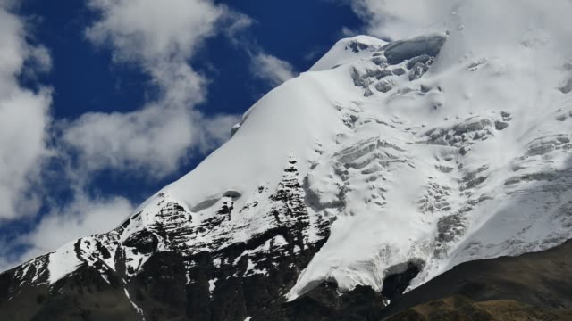 Snowcapped-peak-and-blue-sky-with-clouds-in-the-Himalaya-mountains-Tibet