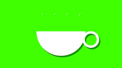 dampfend-heißes-Getränk-Kaffee-Tee-Animationsschleife,-grünen-Hintergrund-Bildschirm
