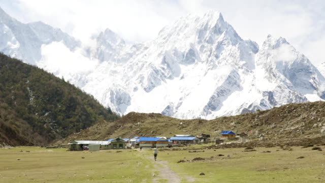 Nepalese-village-Bimthand-among-the-mountains.-Manaslu-circuit-trek.