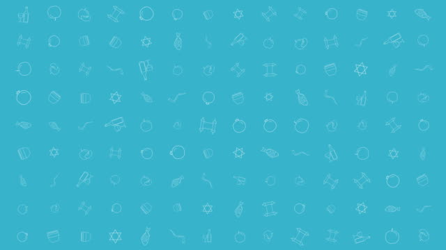 Rosh-Hashanah-holiday-flat-design-animation-background-with-traditional-outline-icon-symbols