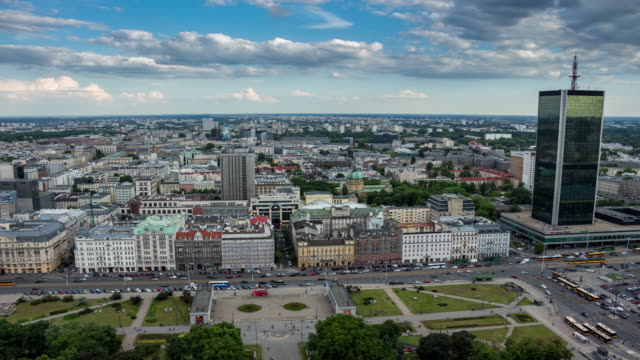 Sunny-time-lapse-of-Southern-part-of-Warsaw-City