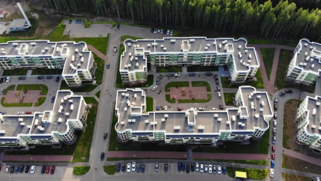 Aerial-panorama-on-new-modern-apartment-houses