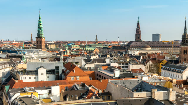 Copenhagen-Dänemark-Zeitraffer-4K,-Luftbild-Stadt-Skyline-timelapse