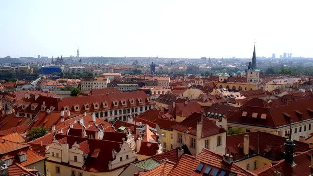 A-4K-view-of-Prague-from-Prague-Castel-in-summer,-Czech-Republic.