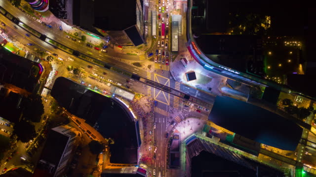 Nacht-Kuala-Lumpur-Verkehr-Kreuzung-aerial-Panorama-Zeitraffer-4k-Malaysia