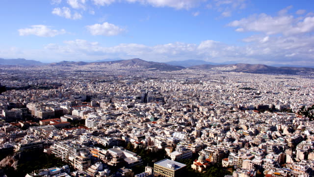 Athens-city,-Greece,-time-lapse-panorama