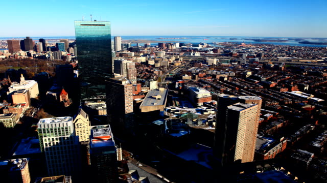 Timelapse-vista-de-la-ciudad-de-Boston-y-al-atardecer