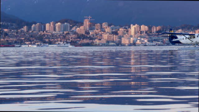 Sonnenuntergang,-Blick-auf-die-Skyline-von-Vancouver,-British-Columbia,-Kanada.