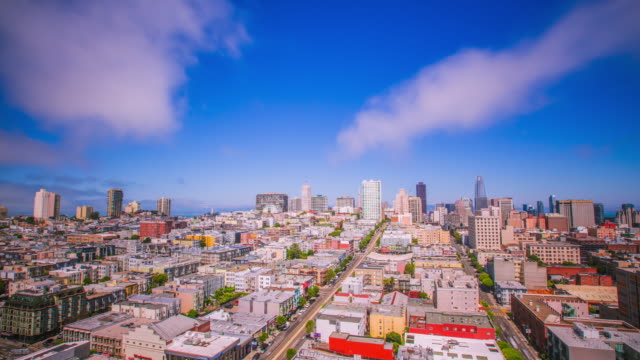 Tiempo-transcurrido---vista-panorámica-del-centro-de-la-ciudad-de-San-Francisco---4K