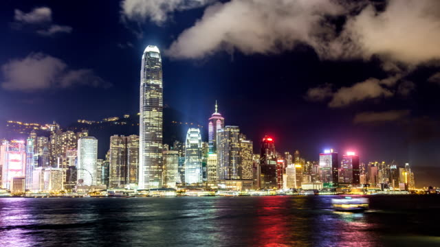 Time-lapse-of-HongKong-Skyline-and-victoria-habour-at-night