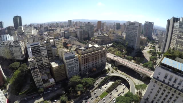 Luftaufnahme-von-Sao-Paulo-Zentrum---Anhangabau-Tal,-Brasilien