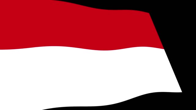 Indonesia-flag-slow-waving-in-perspective,-Animation-4K-footage