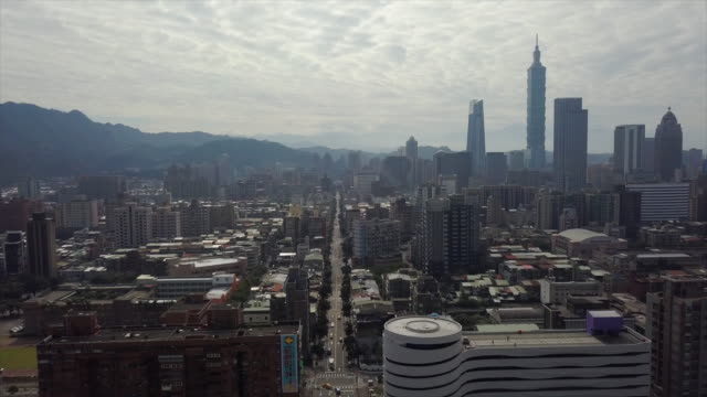 Taiwan-Taipei-Stadtbild-Tag-Zeit-Stadtverkehrs-Straße-aerial-Panorama-4k