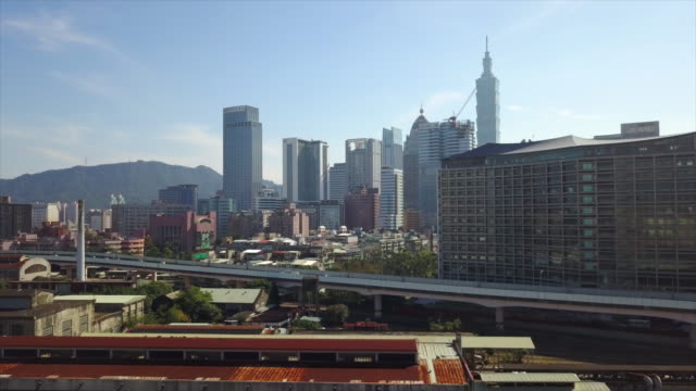 Taiwan-Taipei-Stadtbild-Sonnentag-Stadtverkehrs-Straße-aerial-Panorama-4k