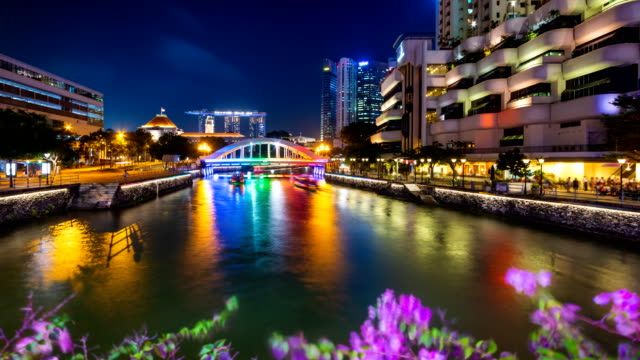 Singapur-Nacht-Stadtbild-4K-Zeitraffer