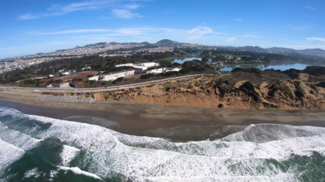 Lake-Merced-Fort-Funston-San-Francisco-Coastline-Parks-Aerial-Perspective-Heading-North