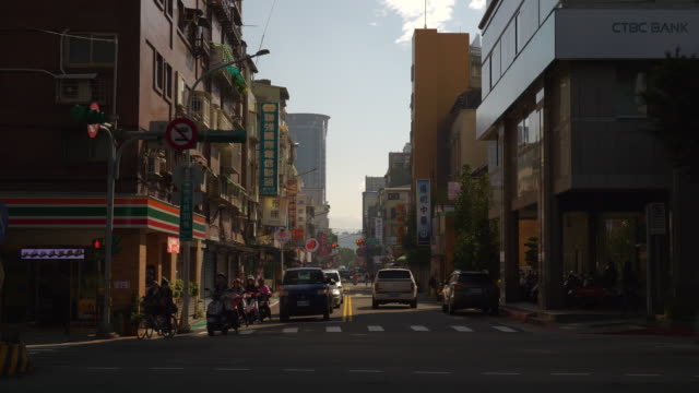 soleado-día-Sunset-Taipei-City-Traffic-Street-panorama-4k-Taiwán