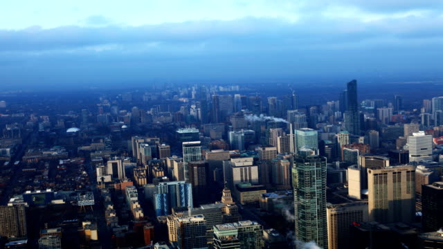 Timelapse-Vista-aérea-de-Toronto,-Canadá,-del-centro-de-la-ciudad